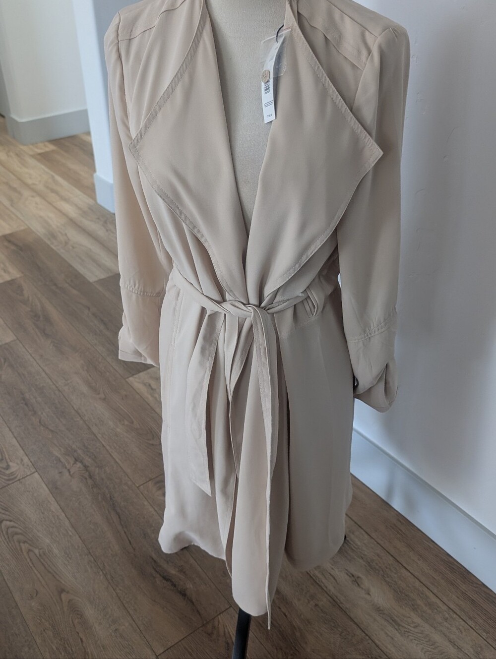 Tie-Waist Cream Wrap Jacket